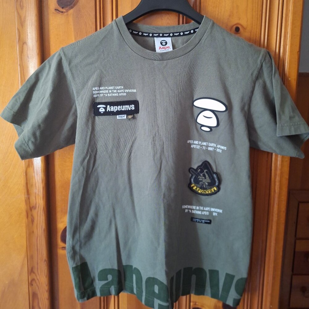 AAPE Multi Print Apunvs Tee Olive Green Somewhere in the AApe Universe Men M